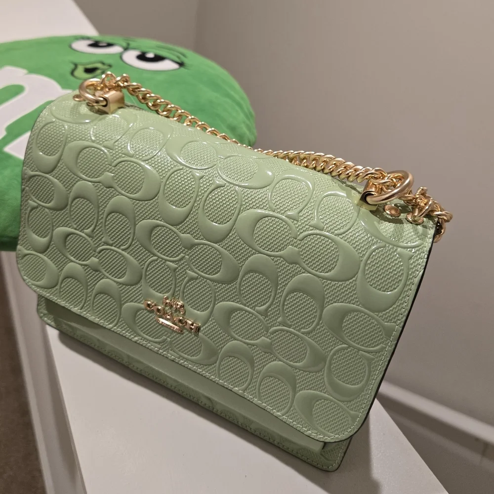 NWT Coach Klare Pale Green Signature Leather Crossbody Bag